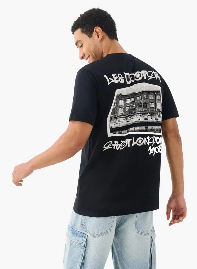Lee Cooper Printed Crew Neck T-shirt with Short Sleeves
