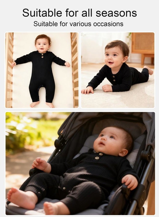 Bibimom Baby Boy Rompers 0-3 Months Black Gender Neutral Baby Items - Image 2