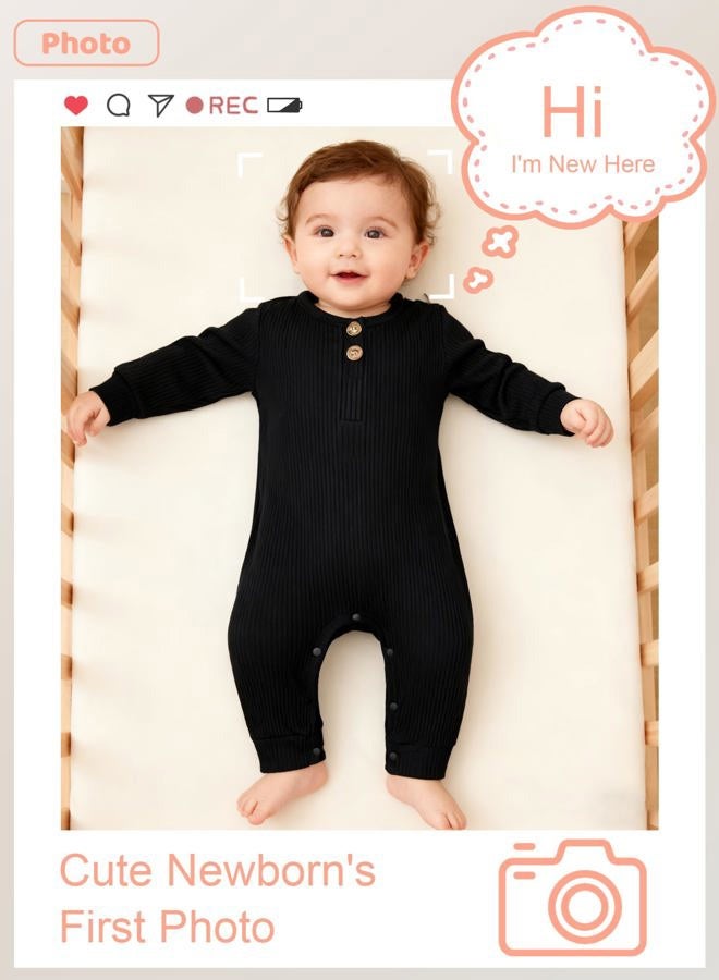 Bibimom Baby Boy Rompers 0-3 Months Black Gender Neutral Baby Items - Image 5