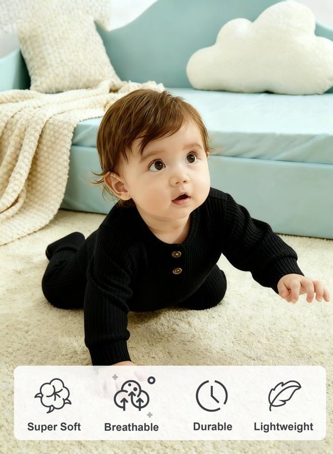 Bibimom Baby Boy Rompers 0-3 Months Black Gender Neutral Baby Items - Image 3
