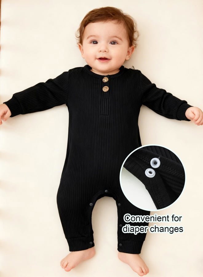 Bibimom Baby Boy Rompers 0-3 Months Black Gender Neutral Baby Items - Image 4