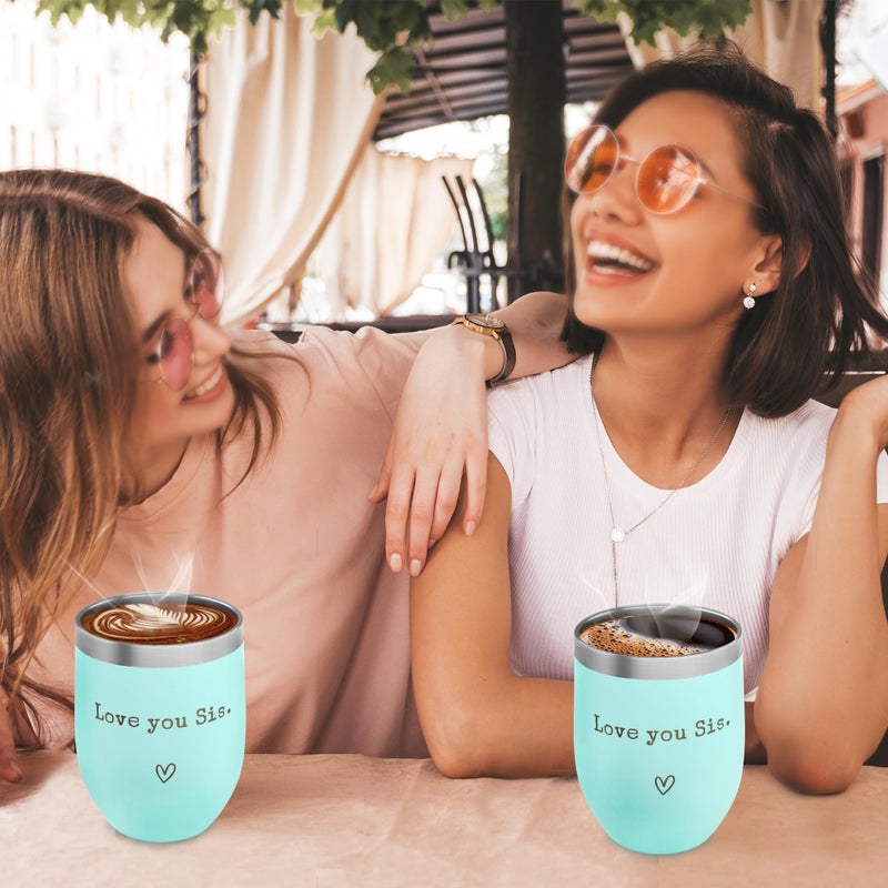 SHOW-YA Sister Gifts from Sister - I Love You Sis - Sister Gifts for Birthday - Graduation Gifts Thanksgiving Christmas Gifts for Sister - 12oz Coffee Cup(Mint) - Image 2