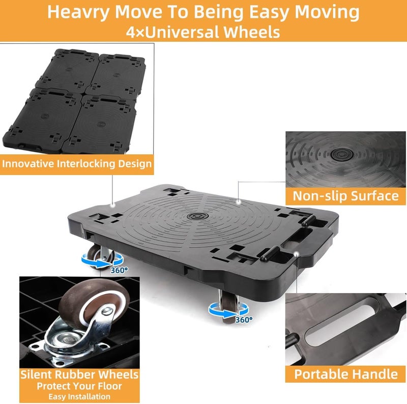 Portable Moving Rollers, 4-Wheel Heavy Furniture Dolly, 440 LBS Capacity, Black, 1 Pack - Image 2