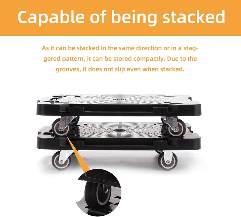 Portable Moving Rollers, 4-Wheel Heavy Furniture Dolly, 440 LBS Capacity, Black, 1 Pack - Image 5