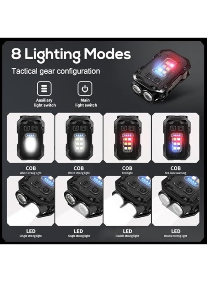 ®【Upgraded】Mini Keychain EDC Rechargeable Flashlight, 1000 High Lumens Super Bright Portable Tactical Pocket Torch with Magnetic Attraction Base, Metal Back Clip, 8 Modes, USB C, Waterproof - Image 3