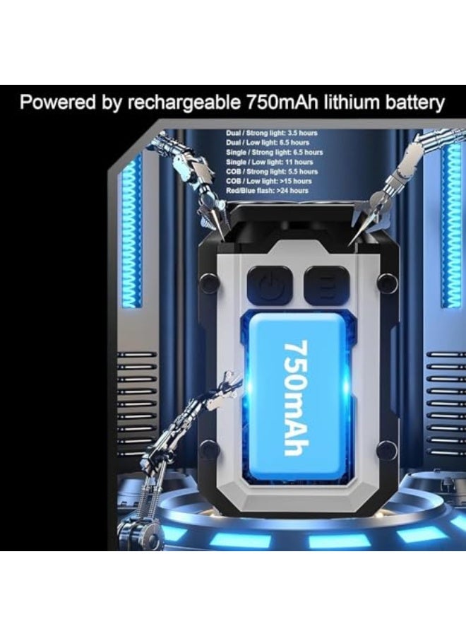 ®【Upgraded】Mini Keychain EDC Rechargeable Flashlight, 1000 High Lumens Super Bright Portable Tactical Pocket Torch with Magnetic Attraction Base, Metal Back Clip, 8 Modes, USB C, Waterproof - Image 4