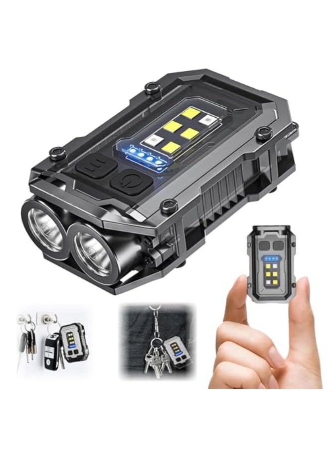 ®【Upgraded】Mini Keychain EDC Rechargeable Flashlight, 1000 High Lumens Super Bright Portable Tactical Pocket Torch with Magnetic Attraction Base, Metal Back Clip, 8 Modes, USB C, Waterproof - Image 1