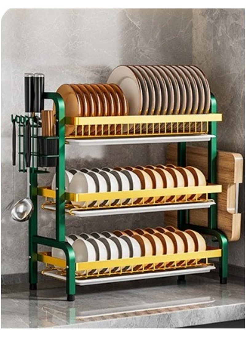 Huitich Kitchen Carbon Steel Drain Bowl and Dish Rack Storage Rack with Chopsticks and Chopping Board  - Image 4
