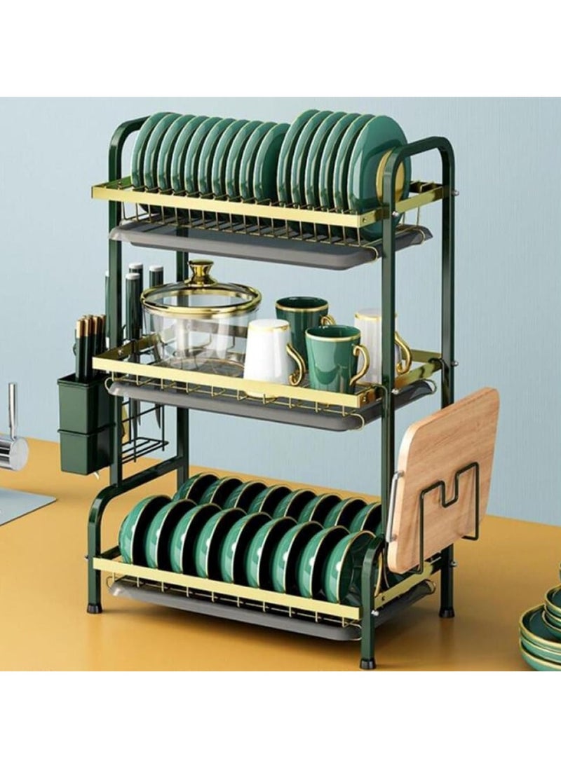 Huitich Kitchen Carbon Steel Drain Bowl and Dish Rack Storage Rack with Chopsticks and Chopping Board  - Image 5