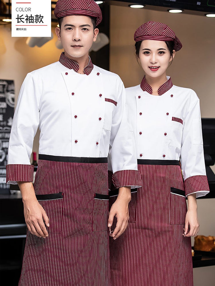 Chef Work Clothes Men'S Long-Sleeved Dining Kitchen Restaurant Cake Shop Baking Women'S Summer Breathable Short-Sleeved Chef Clothes - Image 3