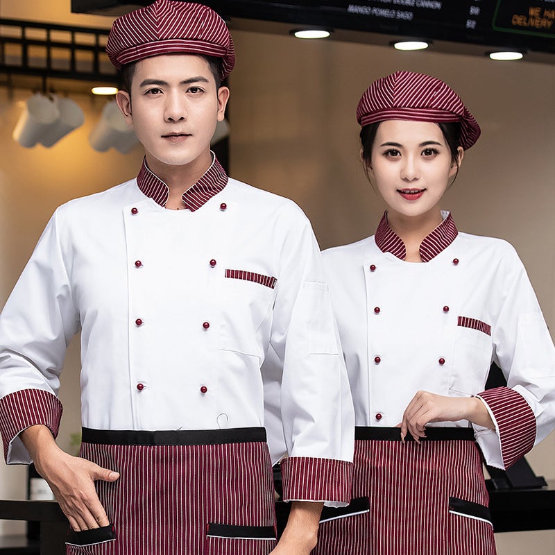 Chef Work Clothes Men'S Long-Sleeved Dining Kitchen Restaurant Cake Shop Baking Women'S Summer Breathable Short-Sleeved Chef Clothes - Image 1