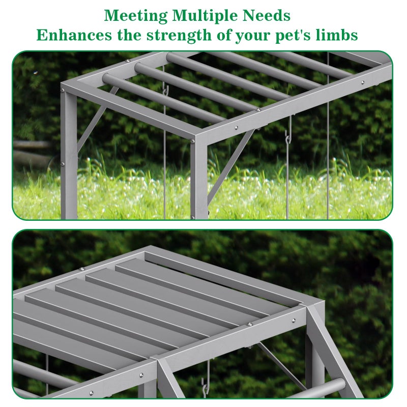 CADUKE Chicken Perch Swing, Chicken Roosting Bars with Ladder for Coop, Metal Pet Swing Set for Pet's Healthy & Happy for 8-10 Chick, Grey - Image 4