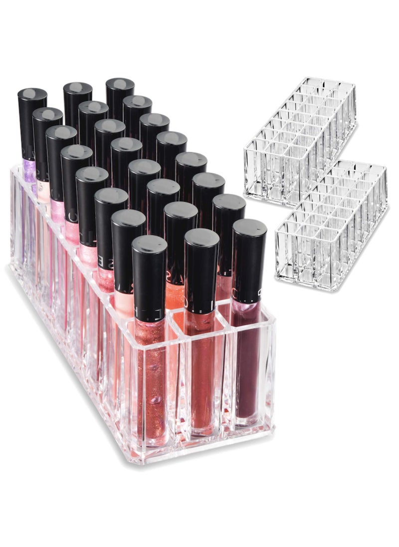BY ALEGORY byAlegory Acrylic Lip Gloss Organizer & Beauty Makeup Holder | 24 Space Organization Container Storage For Tall Lip Gloss / Lipstick Products - Clear 