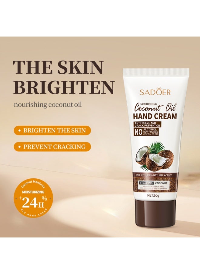 SADOER Coconut Oil Hand Cream,Nourishing Whitening Moisturizing Skin Care Cream, Fast Absorbing Anti Ageing Hand Cream 60g - Image 4