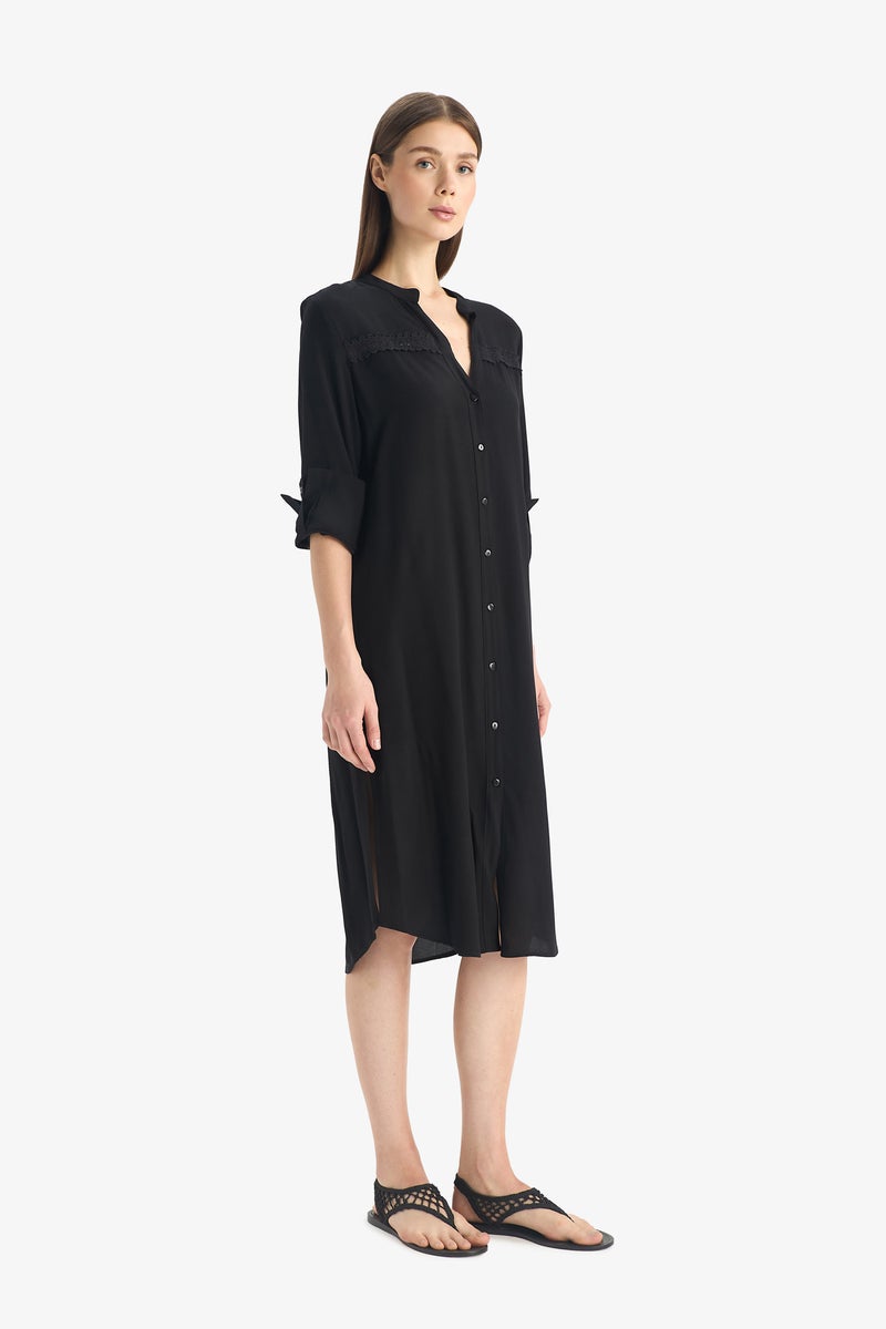 DeFacto Black Woman Fall in Love Regular Fit Printed Beach Dress Casual - Image 3