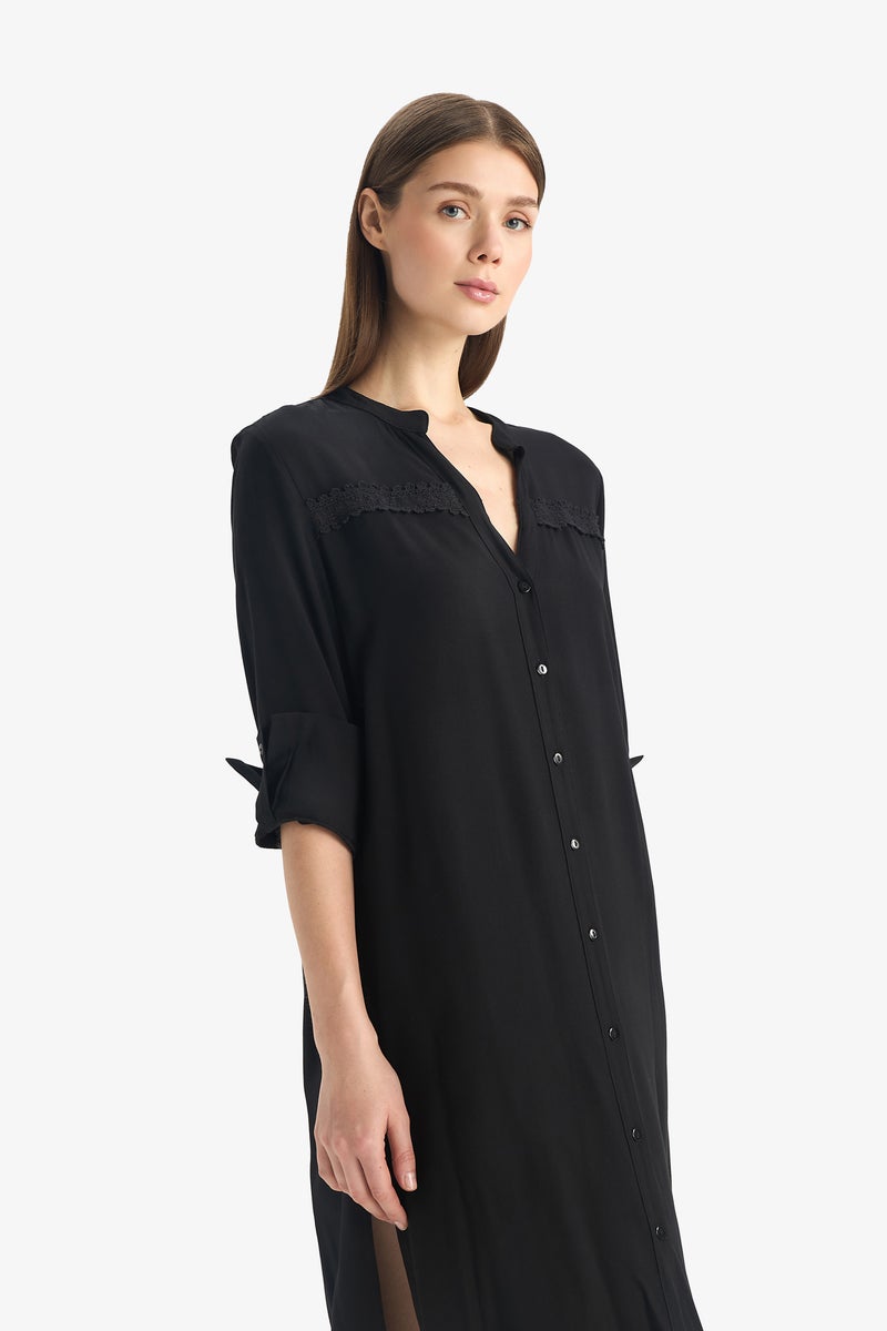 DeFacto Black Woman Fall in Love Regular Fit Printed Beach Dress Casual - Image 5