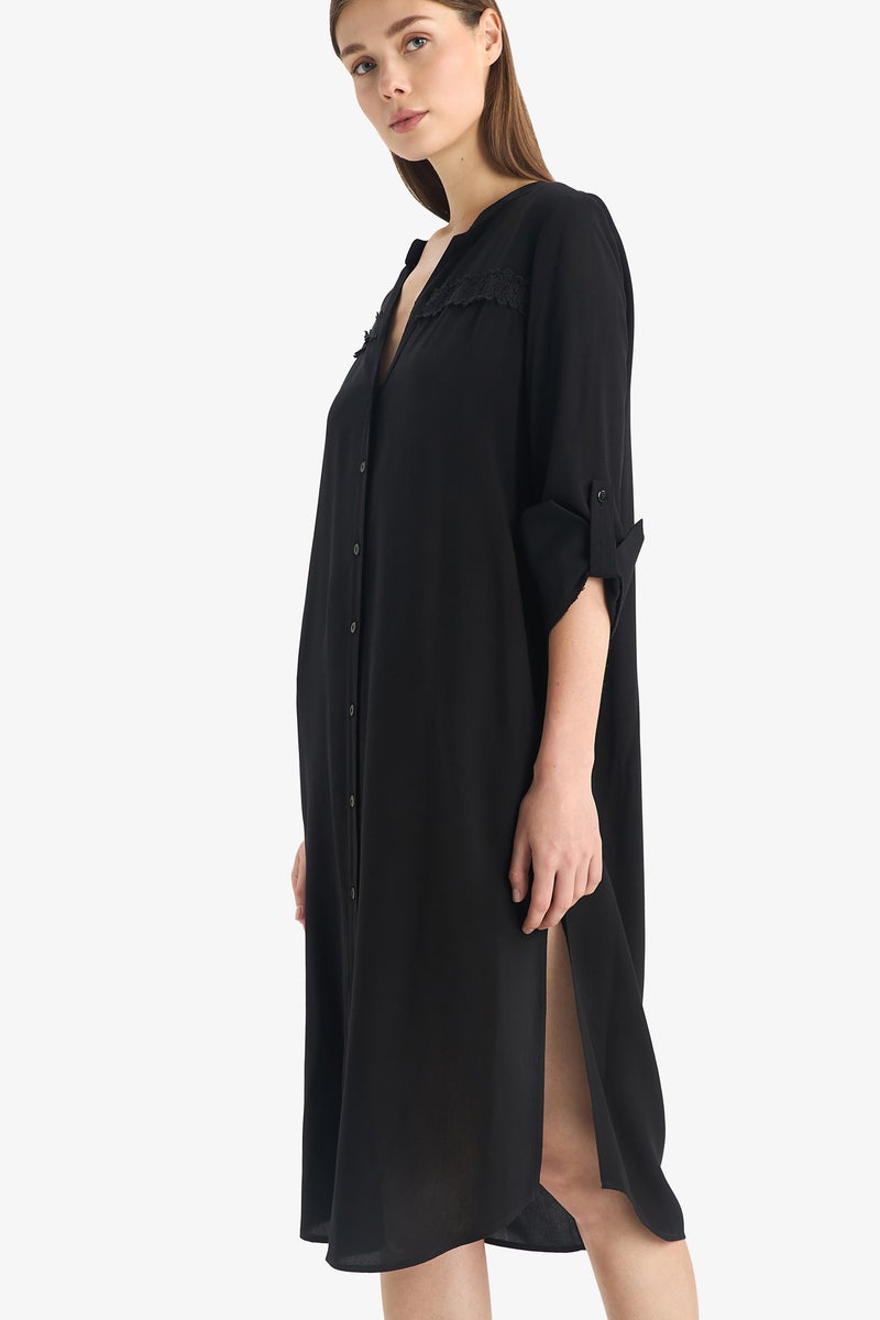 DeFacto Black Woman Fall in Love Regular Fit Printed Beach Dress Casual - Image 4