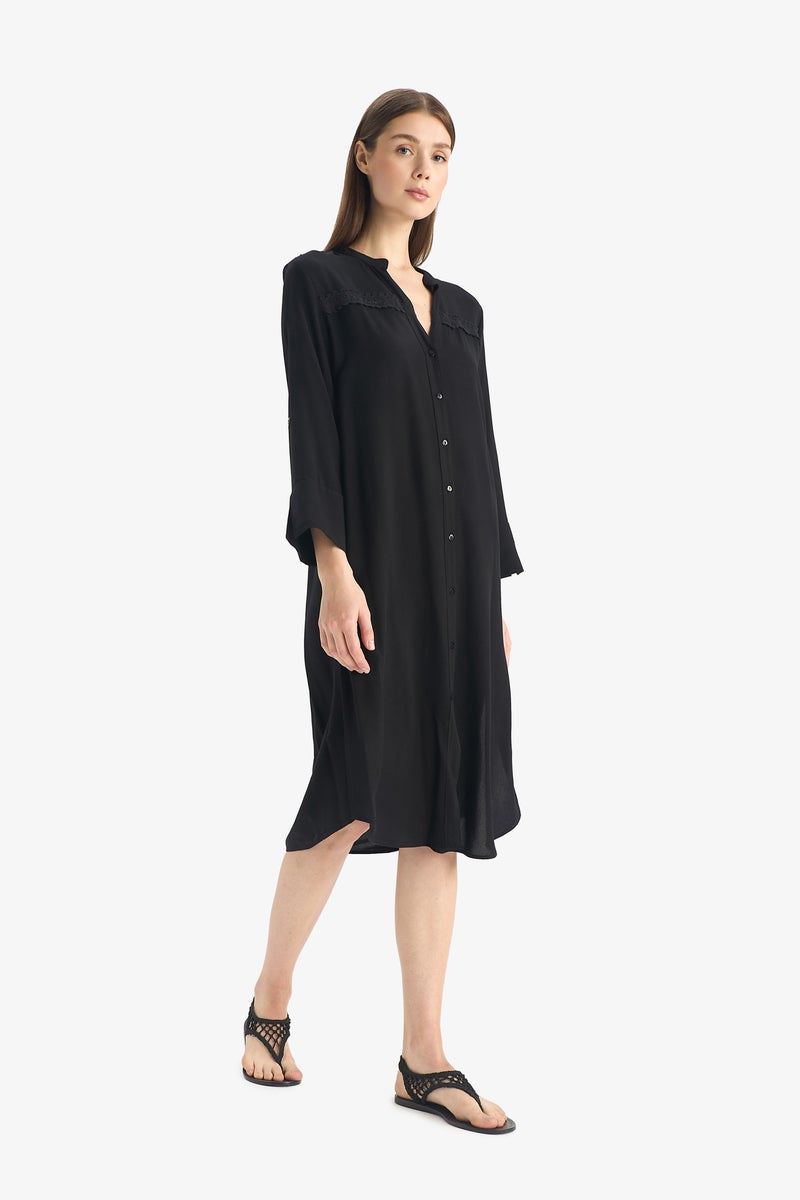 DeFacto Black Woman Fall in Love Regular Fit Printed Beach Dress Casual - Image 2