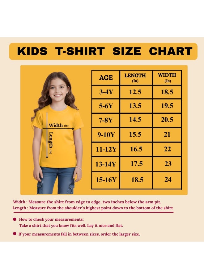 PRINTSHOP4ME Pack Of 5 Girls T-Shirts – Soft Cotton Round Neck Short Sleeve Tees For Daily Wear – Comfortable Fit For School,Daily Use,Outdoor Play, Weekend Trips And Travel - Image 3