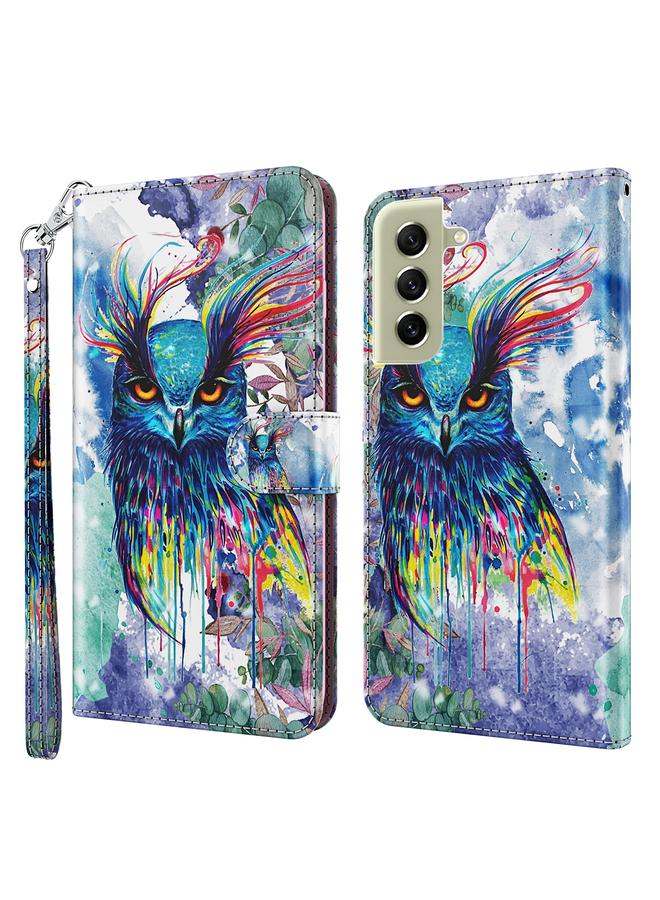 S-TOP Case For Samsung Galaxy S21 FE 5G 3D Painting Pattern TPU + PU Leather Phone Case - Image 1