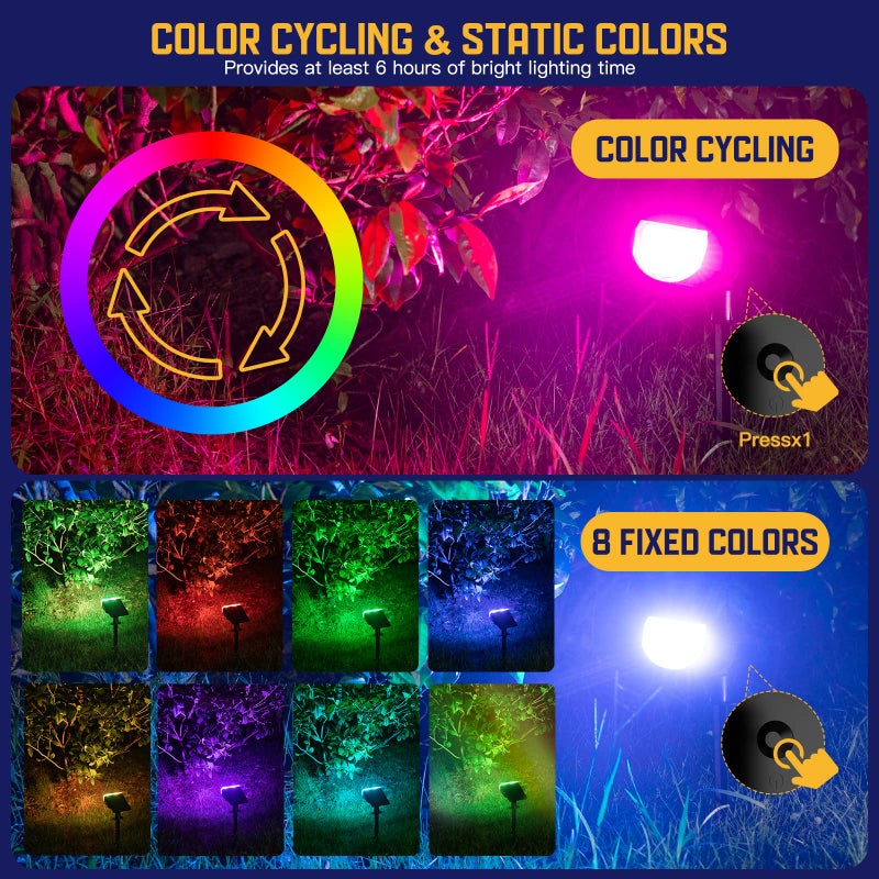 Kyosho Solar Color Spot Lights Outdoor, 9 Lighting Modes Halloween Christmas 38 LEDs Color Changing Tree Pool Outdoor Lights, Waterproof RGBW Multicolor Solar Spotlight , 2 Pack - Image 2