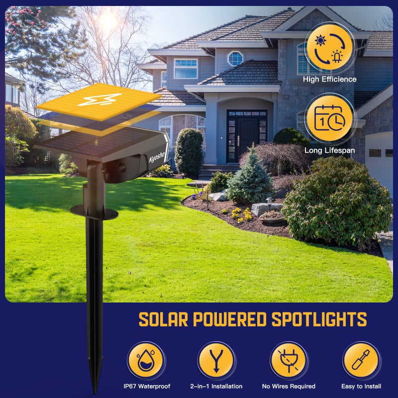 Kyosho Solar Color Spot Lights Outdoor, 9 Lighting Modes Halloween Christmas 38 LEDs Color Changing Tree Pool Outdoor Lights, Waterproof RGBW Multicolor Solar Spotlight , 2 Pack - Image 3