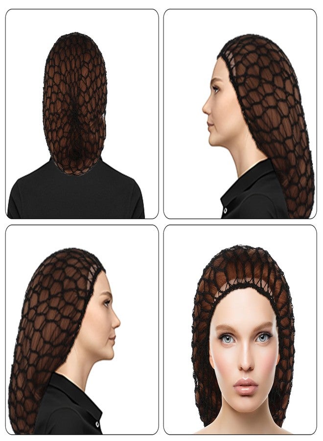 WLLHYF Mesh Hair Net Rayon Knit Snood Hat Crochet Wraps Sleep Cap Soft Hairnet Large Cover Ornament Accessory (Black+Pink) - Image 3