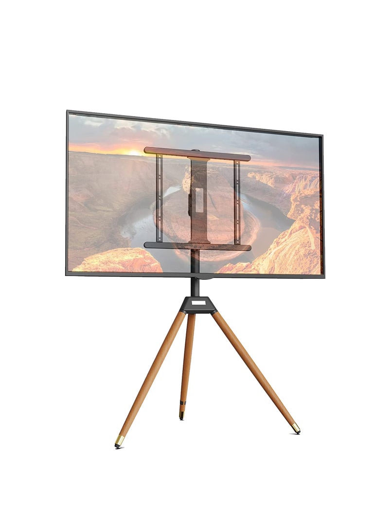 FlashHawk Height Adjustable Floor TV Stand For 32-65 Inch Screens, Corner TV Stand Mount With Wood Legs For Bedroom, Living Room, Studio - Image 1