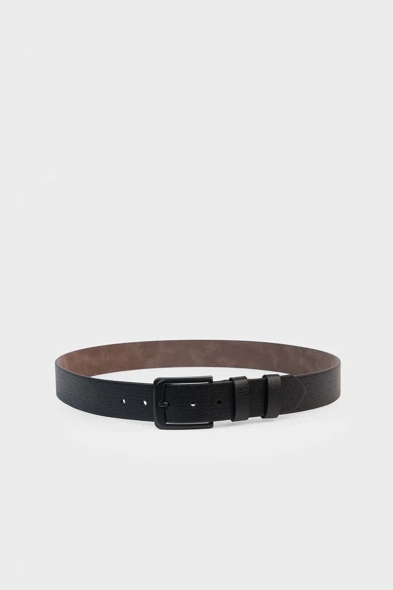 Man Rectangle Clasp Faux Leather Denim Belt