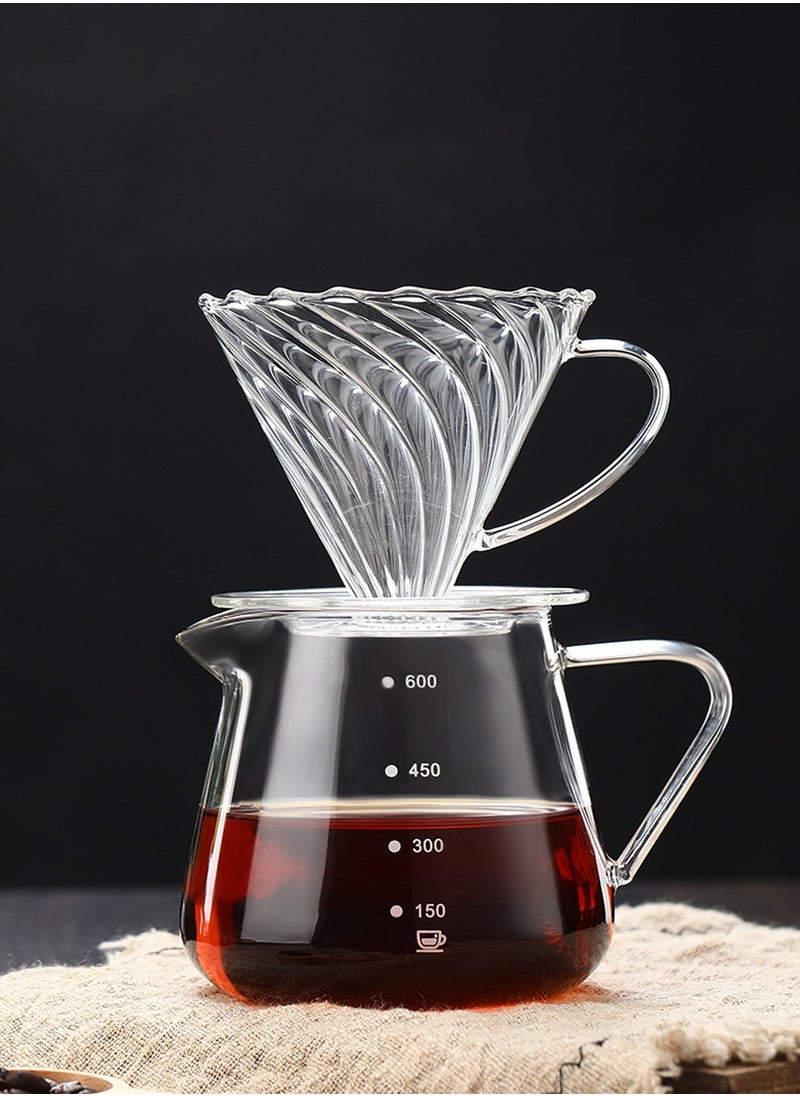EqiEch - Borosilicate Glass V60 Coffee Dripper Resuable Pour Over Coffee Maker Slow Brewing Home Office Cafe Strong Flavour Brewer Size 02 1-4 Cup - Image 1