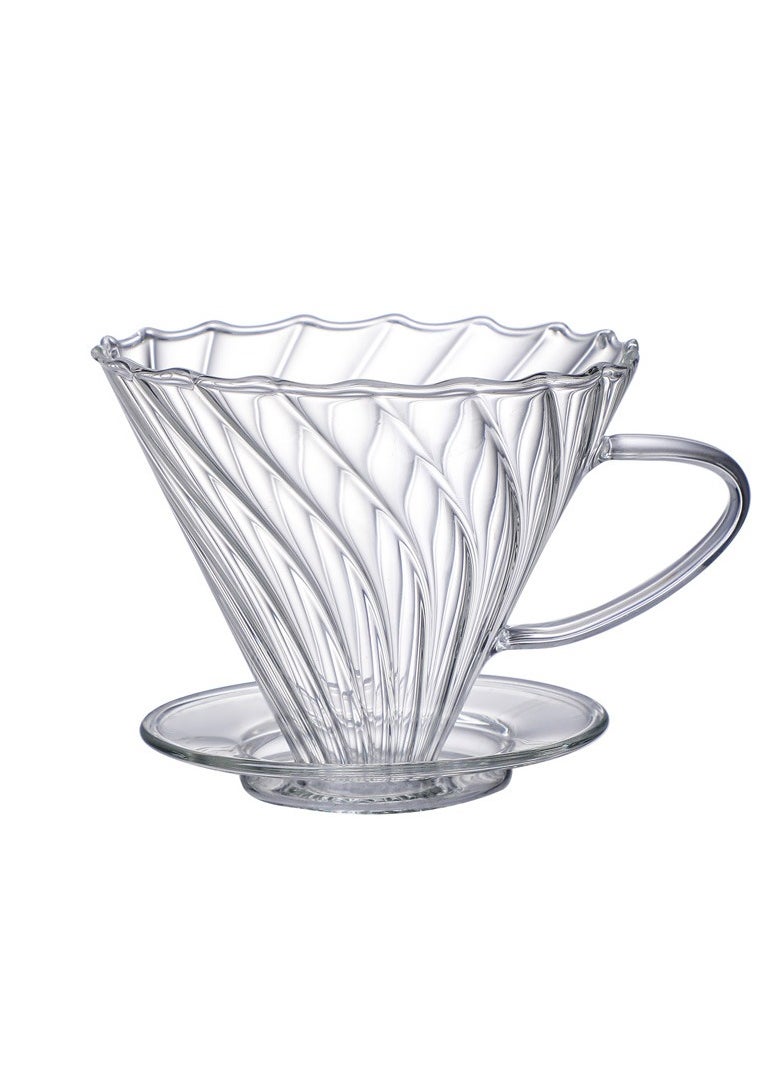 EqiEch - Borosilicate Glass V60 Coffee Dripper Resuable Pour Over Coffee Maker Slow Brewing Home Office Cafe Strong Flavour Brewer Size 02 1-4 Cup - Image 1