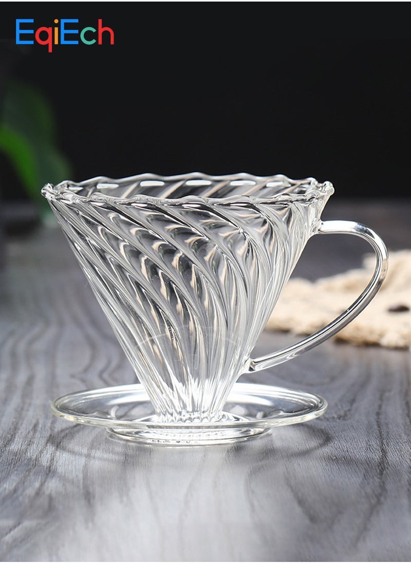 EqiEch - Borosilicate Glass V60 Coffee Dripper Resuable Pour Over Coffee Maker Slow Brewing Home Office Cafe Strong Flavour Brewer Size 02 1-4 Cup - Image 1