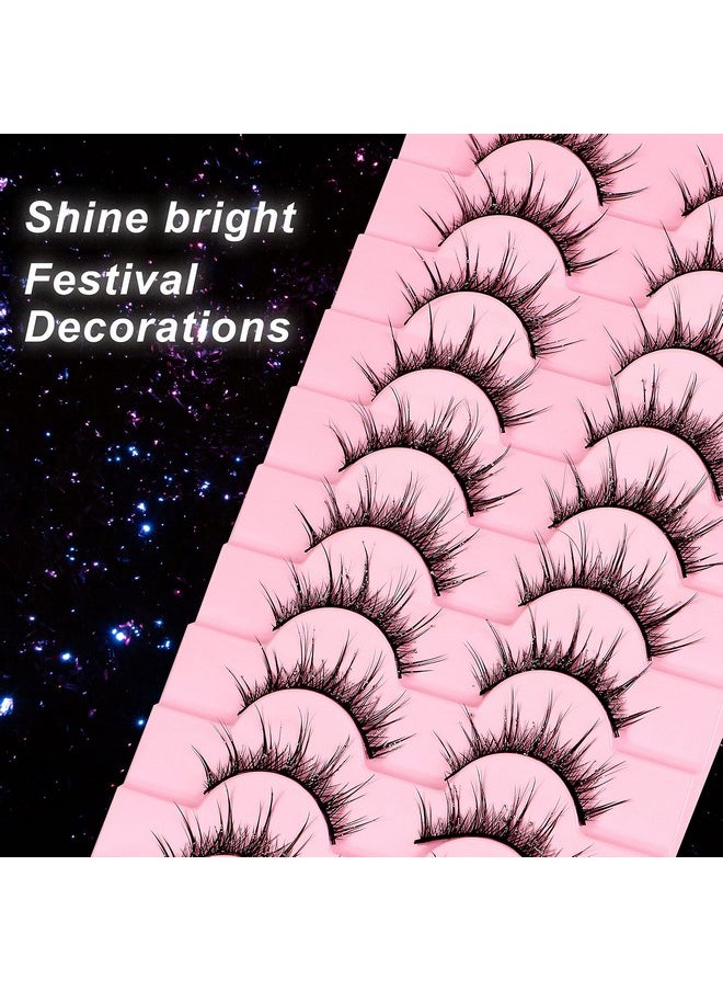 DSLONG - Manga Lashes Natural Look Anime Lashes Japanese Cosplay Lashes Wispy Mink Eyelashes Diy Eyelash Extensions Cluster Lashes Soft Reusable - Image 1