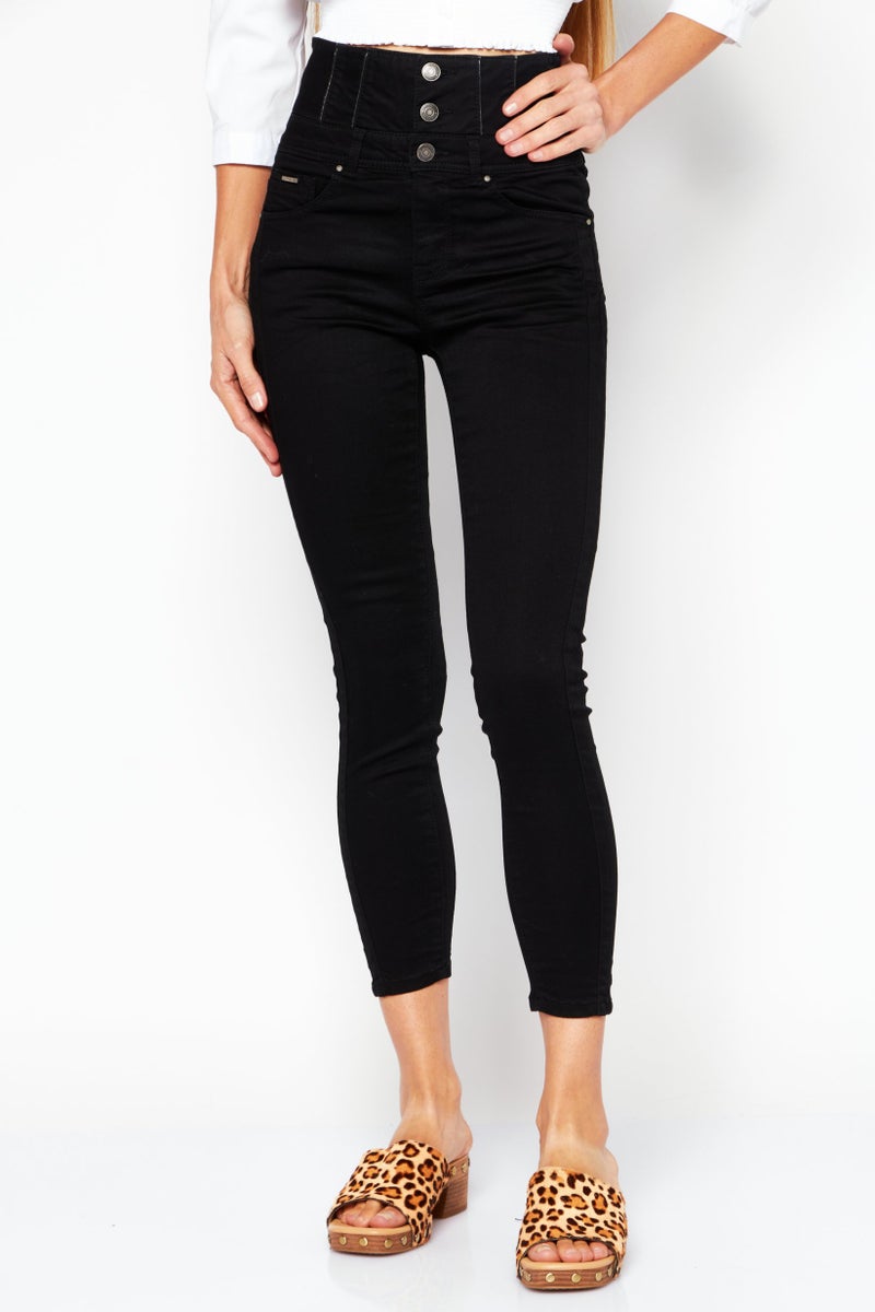 VERO MODA Women Skinny Fit Dark Wash Stretchable Denim, Black - Image 1