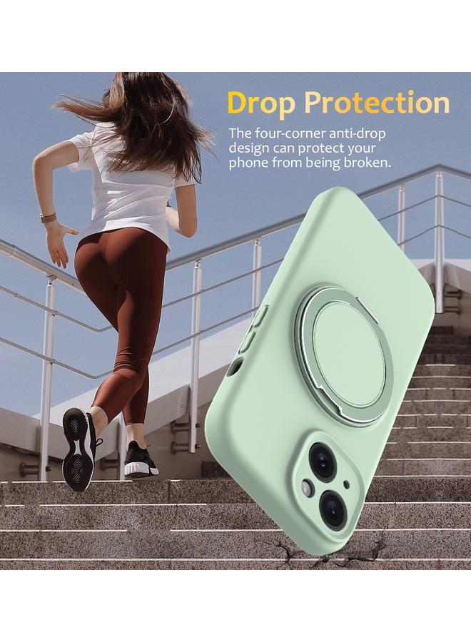 S-TOP Case For iPhone 13 Liquid Silicone MagSafe Phone Case with Rotating Holder - Image 3