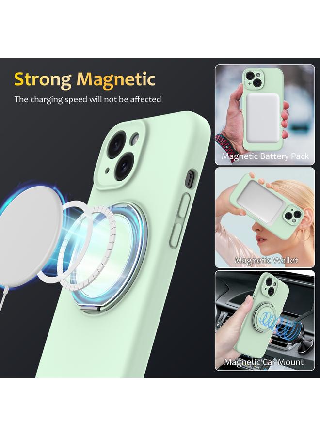 S-TOP Case For iPhone 13 Liquid Silicone MagSafe Phone Case with Rotating Holder - Image 4