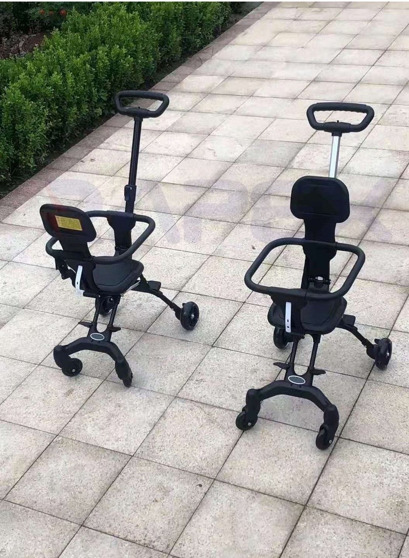 Kids Stroller Magic stroller 4 wheels Ultra lightweight Baby Trolly Foldable foldable stroller Lightweight Portable stroller for baby with brake wheels Black - Image 2