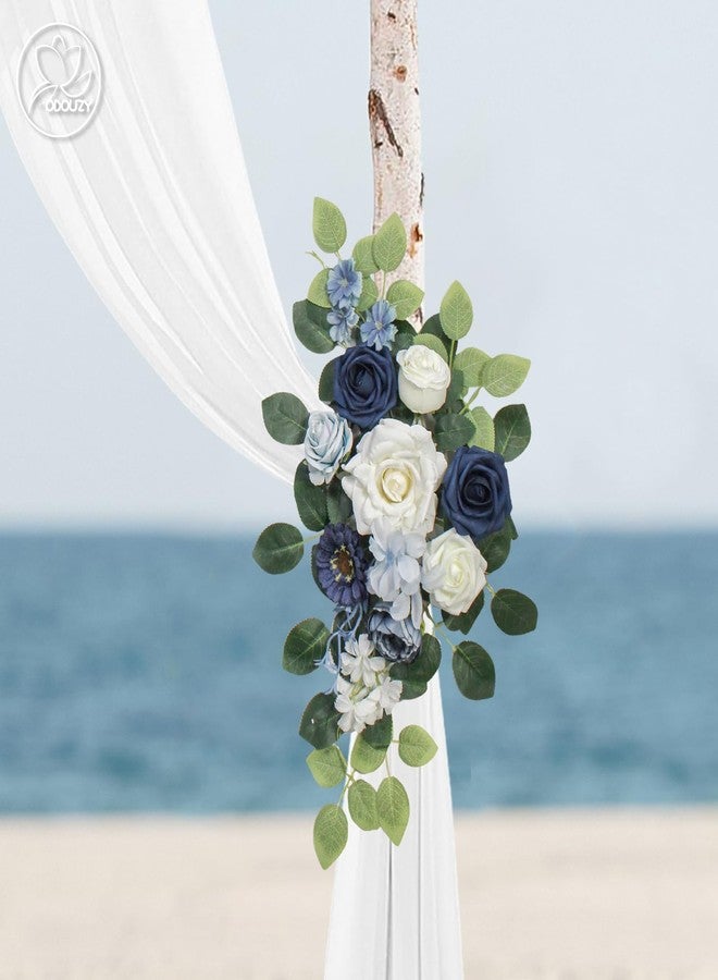 Odouzy Wedding Arch Flowers Kit,Artificial Flower Arch Decor (Set of 3),2pcs Artificial Flower Arrangement with 1pc Sheer Drape for Wedding Decor Reception Backdrop Floral Decorations (Blue) - Image 4