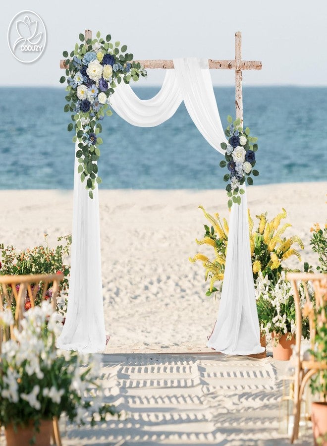 Odouzy Wedding Arch Flowers Kit,Artificial Flower Arch Decor (Set of 3),2pcs Artificial Flower Arrangement with 1pc Sheer Drape for Wedding Decor Reception Backdrop Floral Decorations (Blue) - Image 5