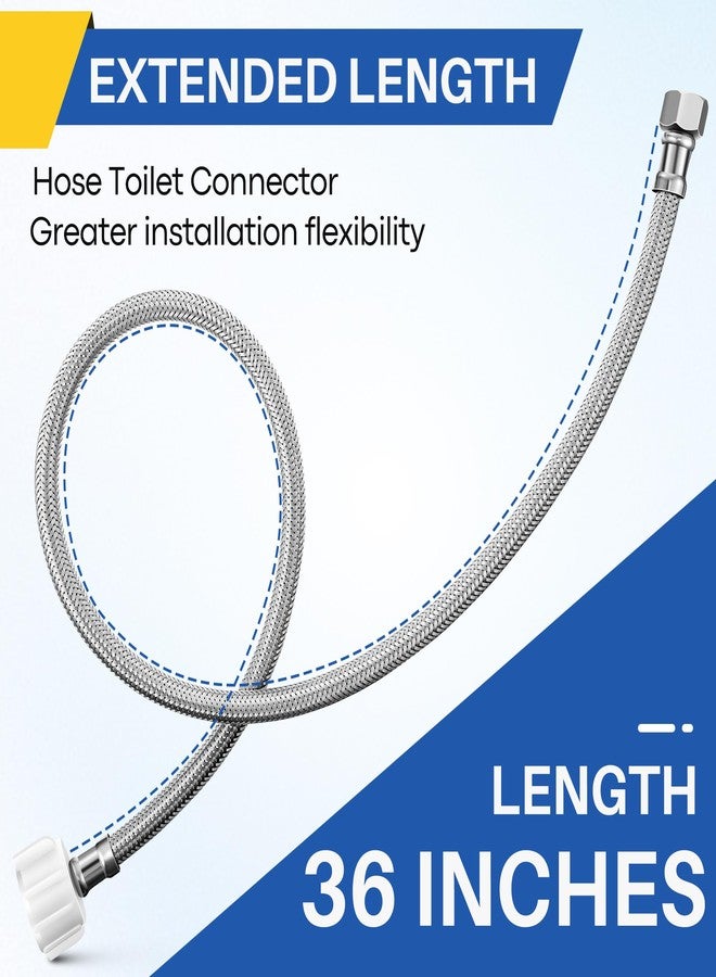 Dreyoo 2 Pack 36 Inch x 3/8 Comp x 7/8 BC, Universal Flexible Toilet Connector With 2 tape, Braided Stainless Steel Water Supply Line with Anti Leaking Brass Nut, Easy installation - Image 2