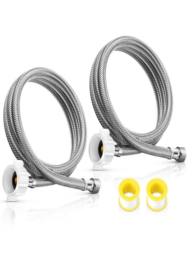 Dreyoo 2 Pack 36 Inch x 3/8 Comp x 7/8 BC, Universal Flexible Toilet Connector With 2 tape, Braided Stainless Steel Water Supply Line with Anti Leaking Brass Nut, Easy installation - Image 1
