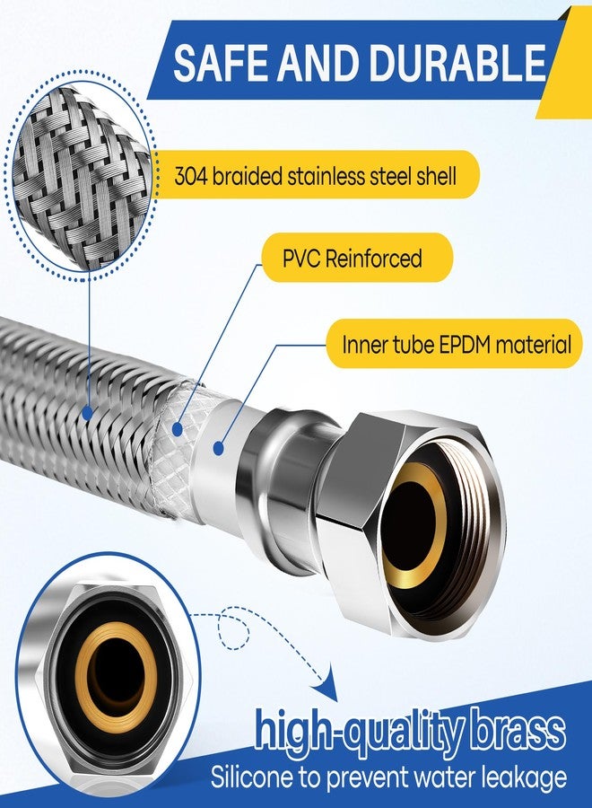 Dreyoo 2 Pack 36 Inch x 3/8 Comp x 7/8 BC, Universal Flexible Toilet Connector With 2 tape, Braided Stainless Steel Water Supply Line with Anti Leaking Brass Nut, Easy installation - Image 4