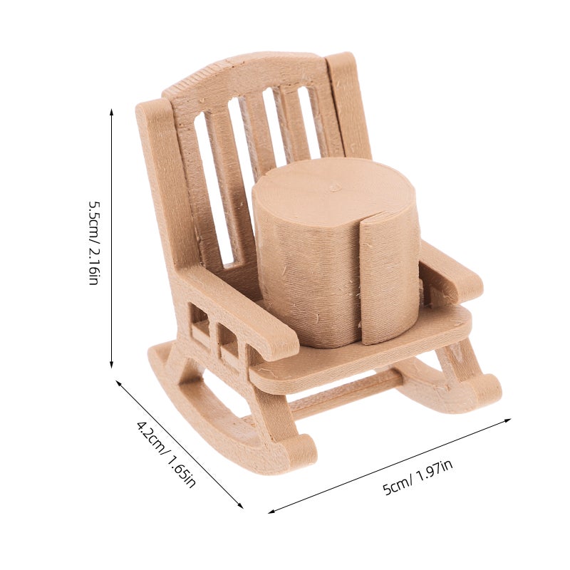 1 Set Of Miniature Rocking Chairs And Table Dollhouse Furniture Vintage Style Mini Chairs For Decor Mini Dollhouse Decoration - Image 3