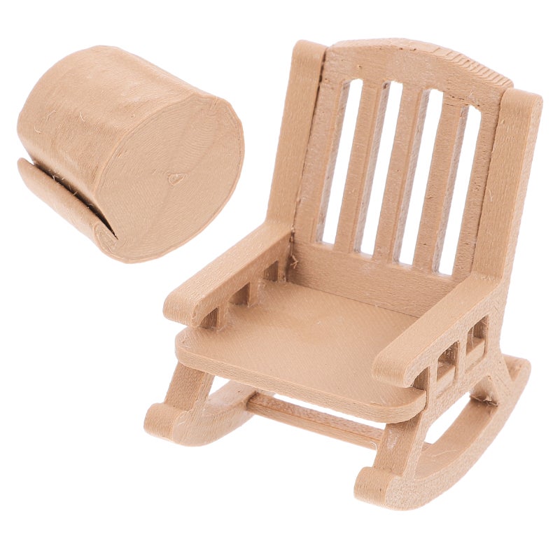 1 Set Of Miniature Rocking Chairs And Table Dollhouse Furniture Vintage Style Mini Chairs For Decor Mini Dollhouse Decoration - Image 1