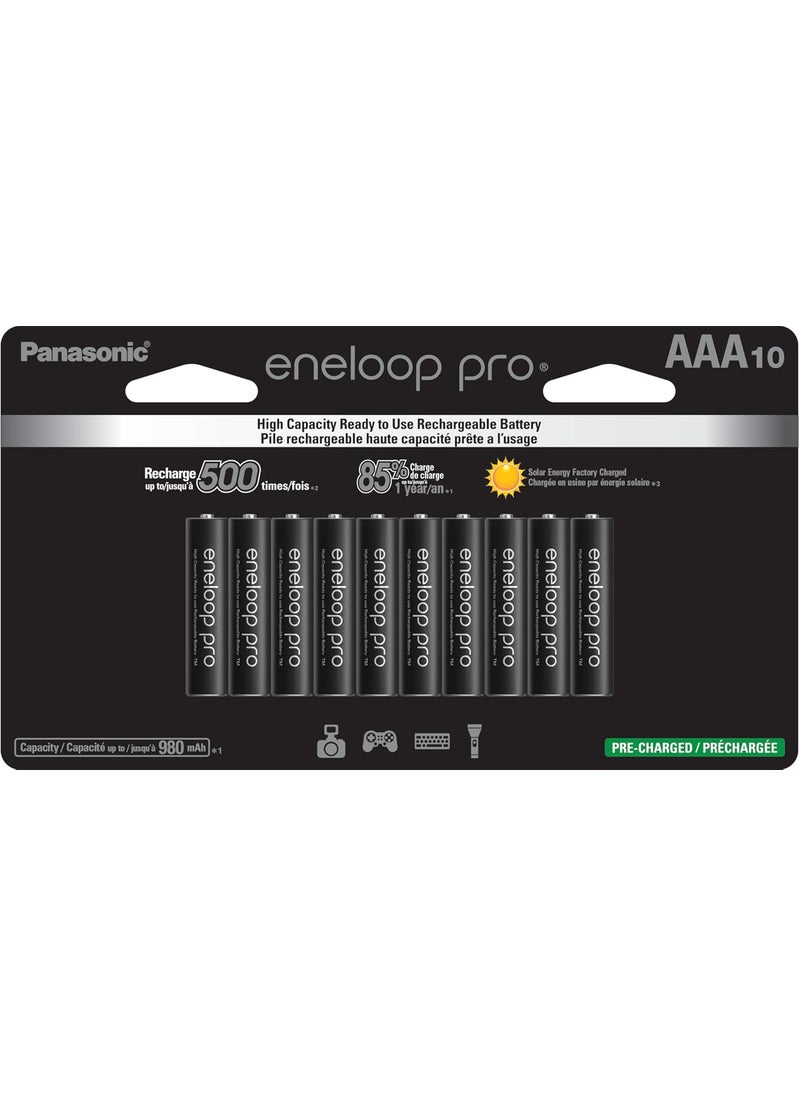 eneloop Eneloop Panasonic BK4HCCA10FA pro AAA HighCapacity NiMH PreCharged Rechargeable Batteries 10Battery Pack  - Image 1