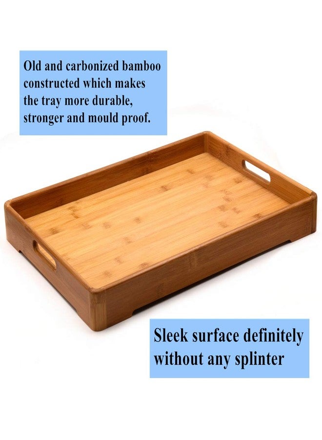 Bamber Large Bamboo Serving Tray Decorative Coffee Tea Platter 18 x 13 x 1.2 Inches - Image 3