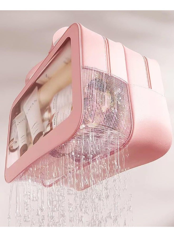 daroge 2 Layer Transparent Cosmetic Bag For Girl/Women Pink - Image 2