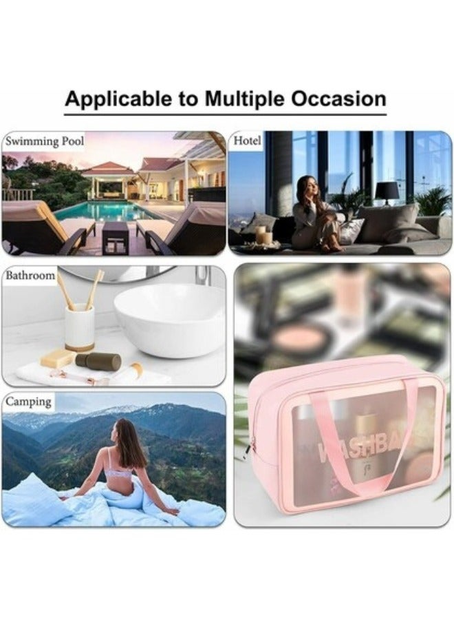 daroge 2 Layer Transparent Cosmetic Bag For Girl/Women Pink - Image 4