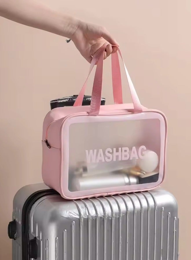 daroge 2 Layer Transparent Cosmetic Bag For Girl/Women Pink - Image 5