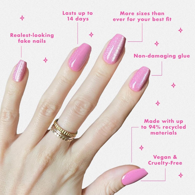 Olive & June Maximalist Instant Mani Press-On Nails (Glue) | 42 Fake Nails, 21 Sizes | Non-Toxic, Long-Lasting Big, Bold Gorgeous Realistic Look | Salon-Quality at Home | Medium, Coffin | Rose Velvet - Image 4